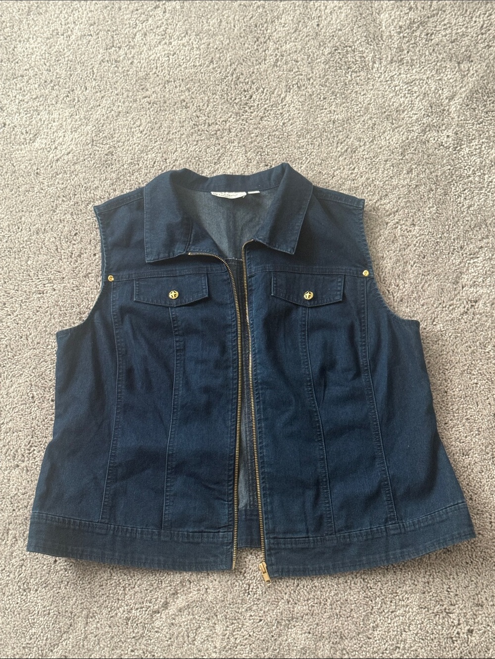 Linea by Louis Dell'Olio Dark Blue Denim Zip Vest